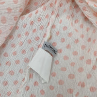 TSUMORI CHISATO プリーツ シワ加工 製品洗い コットン 長袖シャツ ホワイト ピンク レディース ツモリチサト【中古】5-0901M∞