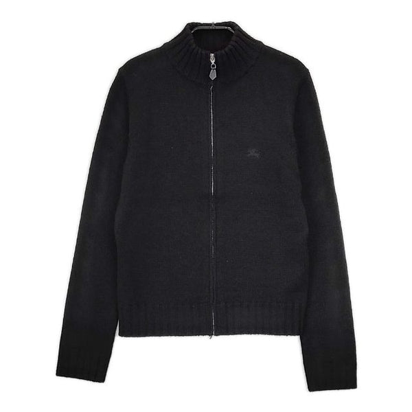 BURBERRY BLUE LABEL ウール ジップアップ ニット カーディガン ブラック レディース バーバリーブルーレーベル【中古】5-0827T∞