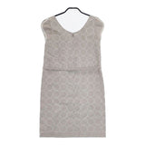 mina perhonen Ms3440 tambourine 刺繍 ノースリーブドレス ベルト付き ワンピース グレー ホワイト レディース ミナペルホネン【中古】5-0803M∞