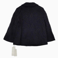 mina perhonen 新品未使用 pa2201 log ウールシルク 刺繍 定価78750円 ジャケット ネイビー レディース ミナペルホネン【中古】5-0818T∞