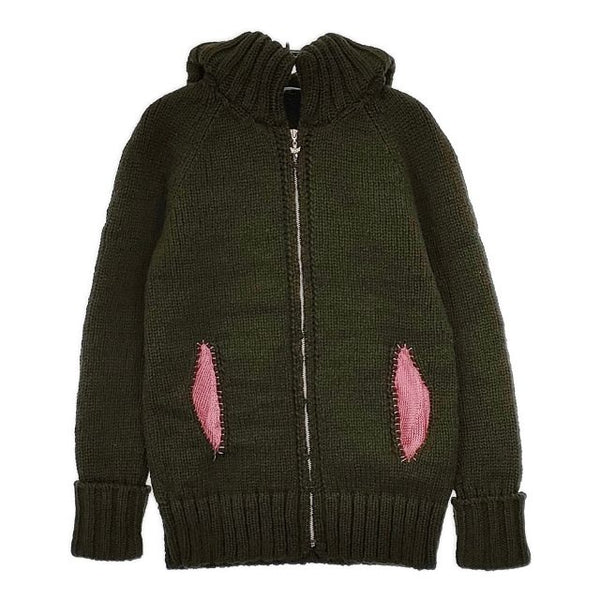 mina perhonen ia8337 Rovaniemi ウール ニット ブルゾン カーキ レディース ミナペルホネン【中古】5-0827T∞