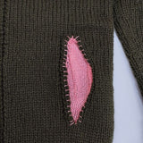 mina perhonen ia8337 Rovaniemi ウール ニット ブルゾン カーキ レディース ミナペルホネン【中古】5-0827T∞