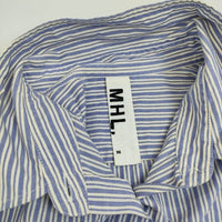 MHL. 595-253355 コットン ストライプ プルオーバー 長袖シャツ ブルー ホワイト レディース エムエイチエル【中古】5-0810M∞