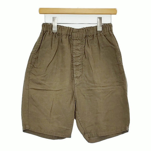 Ordinary fits OM-P134 サイズ1 リネンイージーショートパンツ ハーフパンツ ショーツ カーキ レディース オーディナリーフィッツ【中古】5-0613S♪