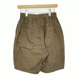 Ordinary fits OM-P134 サイズ1 リネンイージーショートパンツ ハーフパンツ ショーツ カーキ レディース オーディナリーフィッツ【中古】5-0613S♪