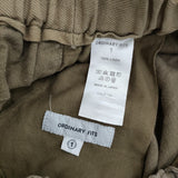 Ordinary fits OM-P134 サイズ1 リネンイージーショートパンツ ハーフパンツ ショーツ カーキ レディース オーディナリーフィッツ【中古】5-0613S♪
