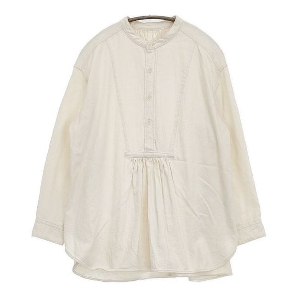 Ordinary fits ギャザー ハーフボタン プルオーバー コットン ブラウス シャツ キナリ ベージュ レディース オーディナリーフィッツ【中古】5-0830M∞