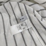 Ordinary fits リネン混 ギャザー スリーブ ストライプ ブラウス シャツ ホワイト グレー レディース オーディナリーフィッツ【中古】5-0824M∞