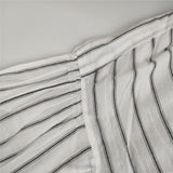 Ordinary fits リネン混 ギャザー スリーブ ストライプ ブラウス シャツ ホワイト グレー レディース オーディナリーフィッツ【中古】5-0824M∞