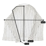 Ordinary fits リネン混 ギャザー スリーブ ストライプ ブラウス シャツ ホワイト グレー レディース オーディナリーフィッツ【中古】5-0824M∞