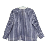 Ordinary fits リネン混 ギャザースリーブ ブラウス シャツ ブルー ホワイト レディース オーディナリーフィッツ【中古】5-0810M∞