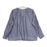Ordinary fits リネン混 ギャザースリーブ ブラウス シャツ ブルー ホワイト レディース オーディナリーフィッツ【中古】5-0810M∞