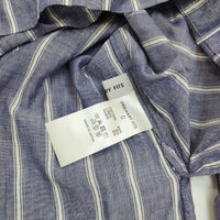 Ordinary fits リネン混 ギャザースリーブ ブラウス シャツ ブルー ホワイト レディース オーディナリーフィッツ【中古】5-0810M∞