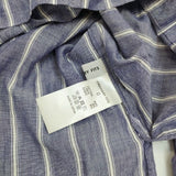 Ordinary fits リネン混 ギャザースリーブ ブラウス シャツ ブルー ホワイト レディース オーディナリーフィッツ【中古】5-0810M∞