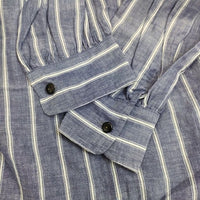 Ordinary fits リネン混 ギャザースリーブ ブラウス シャツ ブルー ホワイト レディース オーディナリーフィッツ【中古】5-0810M∞