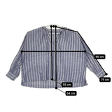 Ordinary fits リネン混 ギャザースリーブ ブラウス シャツ ブルー ホワイト レディース オーディナリーフィッツ【中古】5-0810M∞