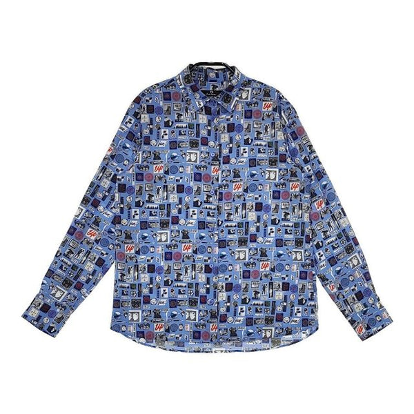 Paul Smith PS サマーチルズ 総柄 サイズ40 長袖シャツ ブルー レディース ポール・スミス【中古】5-0810M∞