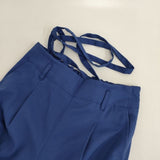 green label relaxing UNITED ARROWS B サージ ワイド パンツ 2WAY サロペット ブルー レディース グリーンレーベルリラクシング【中古】5-0830G∞