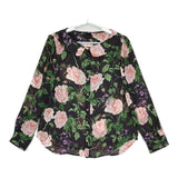 49AV.junko shimada 花柄 シアー ブラウス シャツ ブラック レディース ジュンコシマダ【中古】5-0810M∞