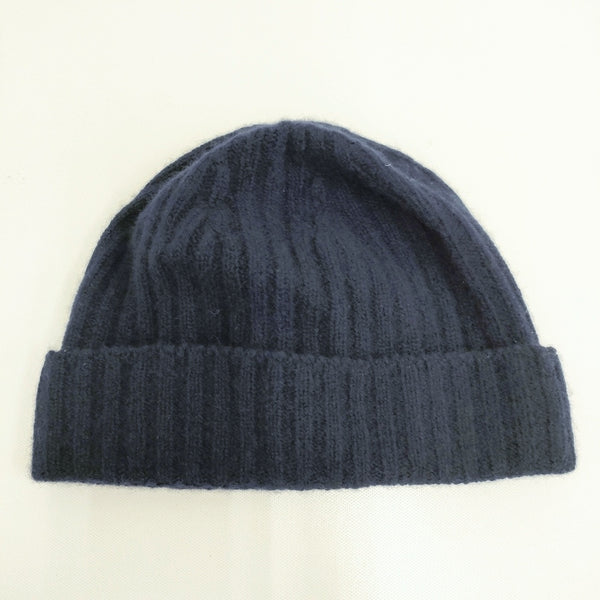 HUG O WaR ウールカシミヤ サイズF ニット帽 帽子 ニットキャップ ネイビー レディース ハグオーワー【中古】5-1021T◎