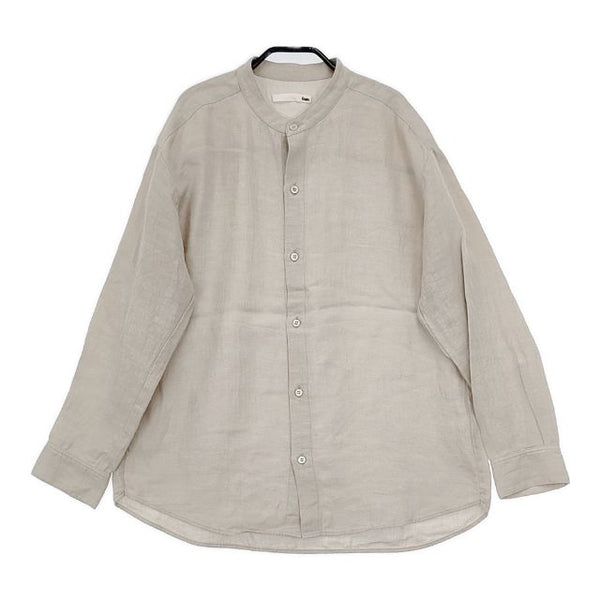 evam eva リネン band collar shirt 定価33000円 E233T068 ブラウス シャツ ベージュ レディース エヴァムエヴァ【中古】5-0810M∞
