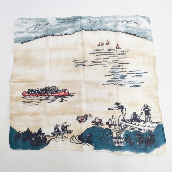 45R/45rpm 絵本バンダナ ガーゼ スカーフ キナリ ネイビー レディース フォーティーファイブアールピーエム【中古】5-0918G◎