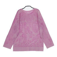 me ISSEY MIYAKE カットワーク レース MI02KJ793 プリーツ 長袖Ｔシャツ カットソー ロンＴ ピンク レディース ミー イッセイミヤケ【中古】5-0803M∞