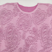 me ISSEY MIYAKE カットワーク レース MI02KJ793 プリーツ 長袖Ｔシャツ カットソー ロンＴ ピンク レディース ミー イッセイミヤケ【中古】5-0803M∞