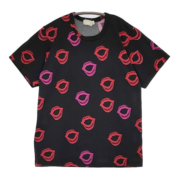 COMME des GARCONS リップ柄 ポリエステル GB-T012 半袖Tシャツ カットソー AD2008 ブラック レッド レディース コムデギャルソン【中古】5-0613S♪