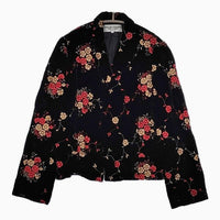 robe de chambre COMME des GARCONS ベロア ベルベット 花柄 刺繍 テーラードジャケット AD2001 ブラック レディース ローブドシャンブル コムデギャルソン【中古】5-0818T∞