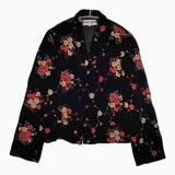 robe de chambre COMME des GARCONS ベロア ベルベット 花柄 刺繍 テーラードジャケット AD2001 ブラック レディース ローブドシャンブル コムデギャルソン【中古】5-0818T∞