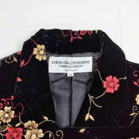 robe de chambre COMME des GARCONS ベロア ベルベット 花柄 刺繍 テーラードジャケット AD2001 ブラック レディース ローブドシャンブル コムデギャルソン【中古】5-0818T∞