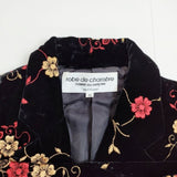 robe de chambre COMME des GARCONS ベロア ベルベット 花柄 刺繍 テーラードジャケット AD2001 ブラック レディース ローブドシャンブル コムデギャルソン【中古】5-0818T∞