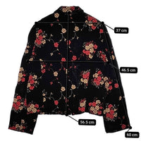 robe de chambre COMME des GARCONS ベロア ベルベット 花柄 刺繍 テーラードジャケット AD2001 ブラック レディース ローブドシャンブル コムデギャルソン【中古】5-0818T∞