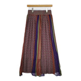 muller of yoshio kubo プリーツ 幾何学柄 ニット ロングスカート ワインレッド パープル レディース ミュラーオブ ヨシオクボ【中古】5-0821T∞