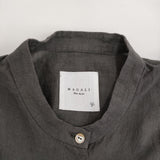 MAGALI ファナージュリネン・サイドフリルブラウス 定価18000円 ブラウス シャツ チャコールグレー レディース マガリ【中古】5-0613S♪