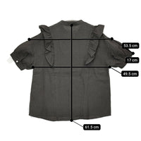 MAGALI ファナージュリネン・サイドフリルブラウス 定価18000円 ブラウス シャツ チャコールグレー レディース マガリ【中古】5-0613S♪