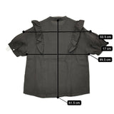 MAGALI ファナージュリネン・サイドフリルブラウス 定価18000円 ブラウス シャツ チャコールグレー レディース マガリ【中古】5-0613S♪