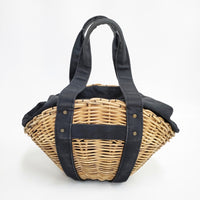 ebagos 15AW 防水キャンバス×紅籐 扇型 定価56000円 かごバッグ ベージュ ブラック レディース エバゴス【中古】5-0605G◎
