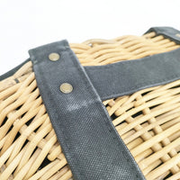 ebagos 15AW 防水キャンバス×紅籐 扇型 定価56000円 かごバッグ ベージュ ブラック レディース エバゴス【中古】5-0605G◎