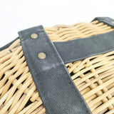 ebagos 15AW 防水キャンバス×紅籐 扇型 定価56000円 かごバッグ ベージュ ブラック レディース エバゴス【中古】5-0605G◎