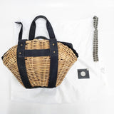 ebagos 15AW 防水キャンバス×紅籐 扇型 定価56000円 かごバッグ ベージュ ブラック レディース エバゴス【中古】5-0605G◎