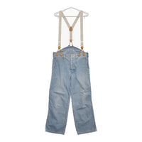 Toujours サスペンダー付き ワイドパンツ デニムパンツ ライトブルー レディース トゥジュー【中古】5-0720G∞