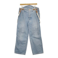 Toujours サスペンダー付き ワイドパンツ デニムパンツ ライトブルー レディース トゥジュー【中古】5-0720G∞