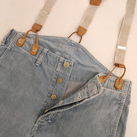 Toujours サスペンダー付き ワイドパンツ デニムパンツ ライトブルー レディース トゥジュー【中古】5-0720G∞