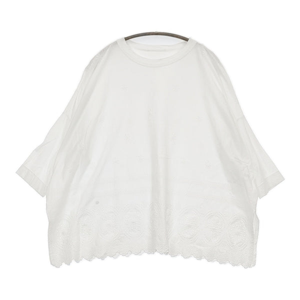 45R/45rpm 天竺のカットワークビッグスリットTシャツ 定価35200円 ホワイト レディース フォーティーファイブアールピーエム【中古】5-0613S♪