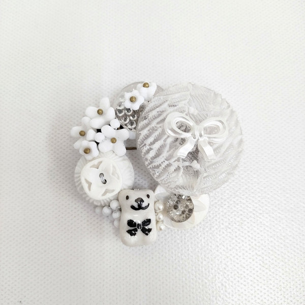 Kanami bijoux リボン ゾウさん ブローチ ホワイト レディース カナミビジュー【中古】5-0531G♪