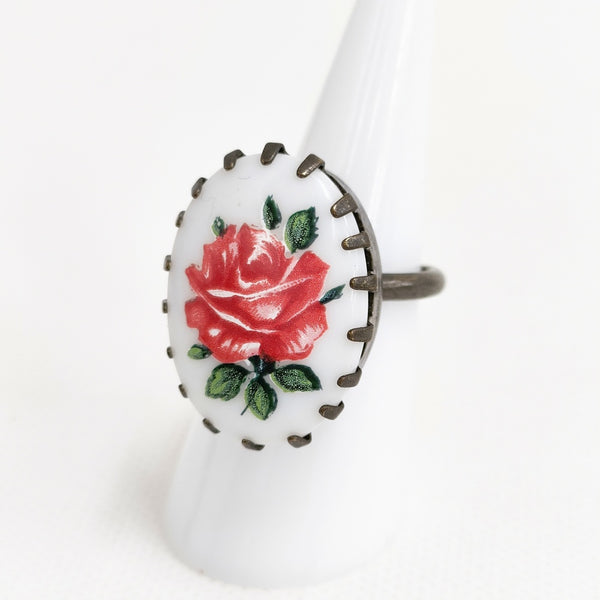 Kanami bijoux お花 フリーサイズ リング・指輪 ホワイト レッド レディース カナミビジュー【中古】5-0531G♪