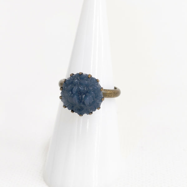 Kanami bijoux 花 ヴィンテージガラス フリーサイズ リング・指輪 ネイビー レディース カナミビジュー【中古】5-0531G♪