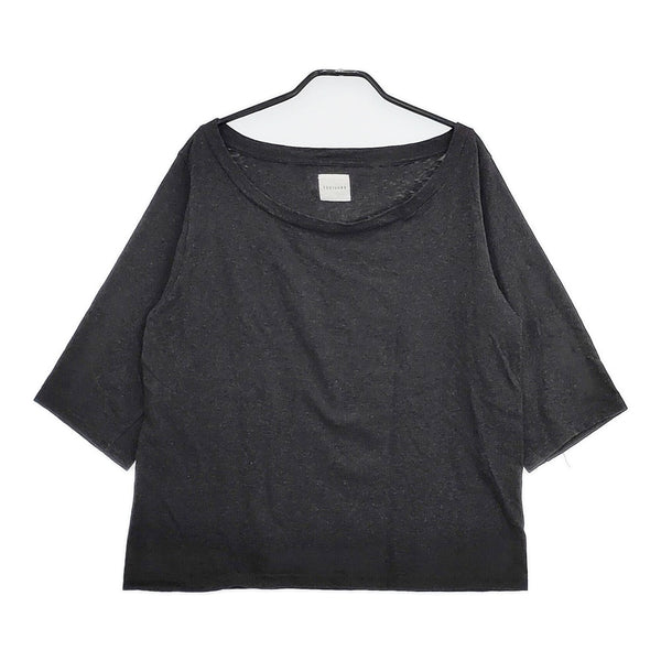 Toujours 七分袖 コットン サイズF 日本製 カットソー チャコールグレー レディース トゥジュー【中古】5-0715M△